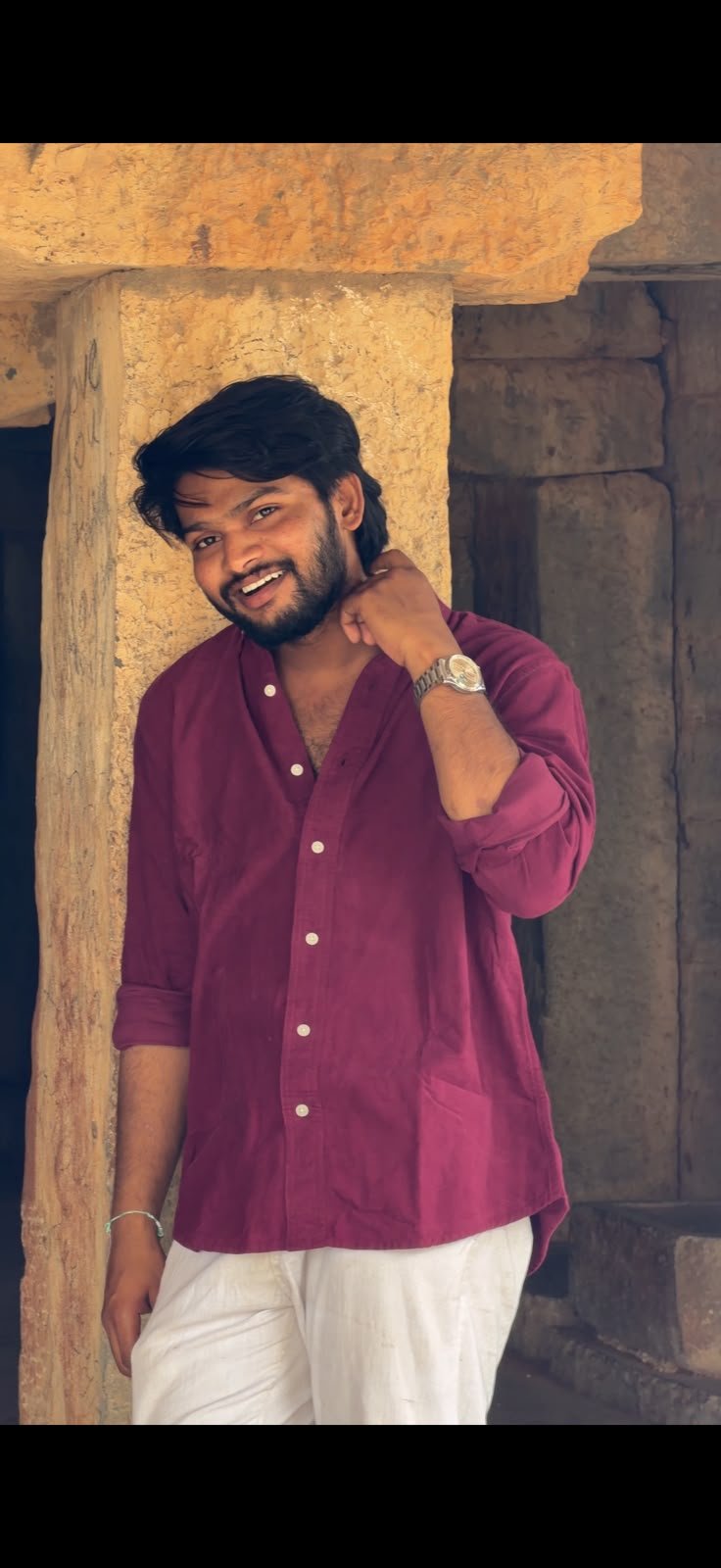 Burgundy Wine Spread Collar Shirt
