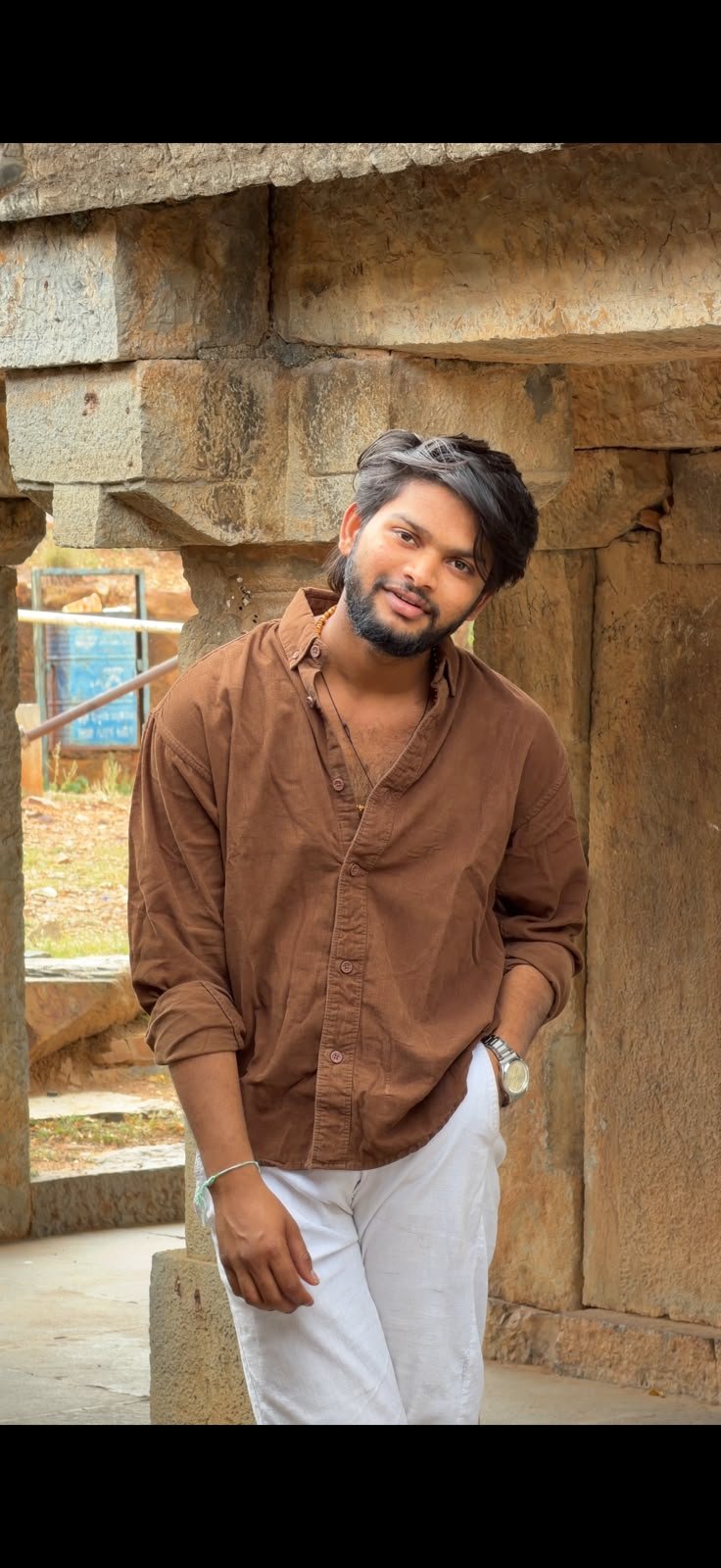 Earthy Brown Embroidered Shirt